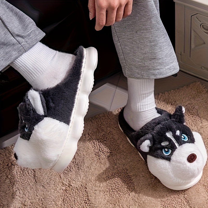 Men Shoes Eu To Us - ZUOFU Cute Husky Dog Plush Slide