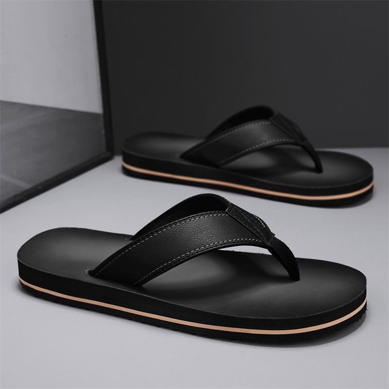 Flip Flop Beach Men - Men's Vintage Washed Faux Leather Flip