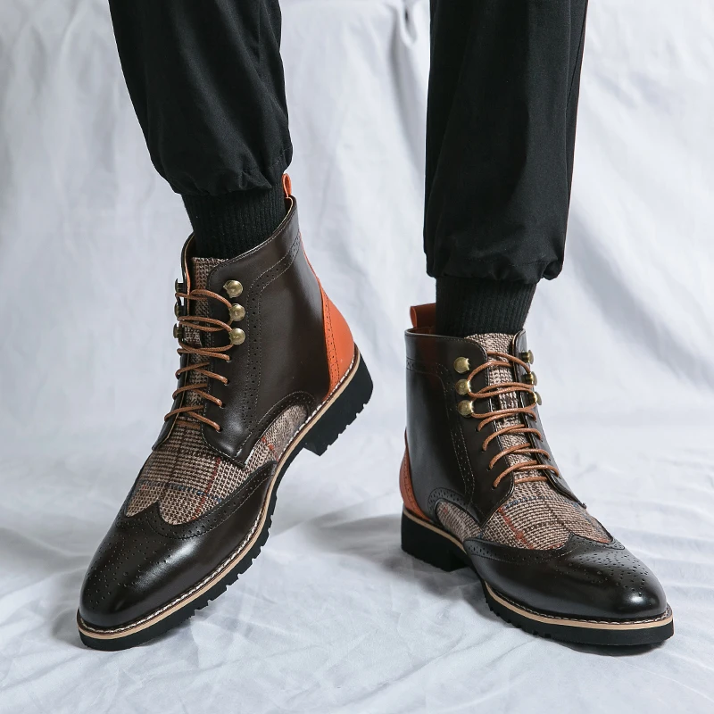 Retro Black High Top Men's Bro - Men'S Shoes Brogues ulasan dan harga