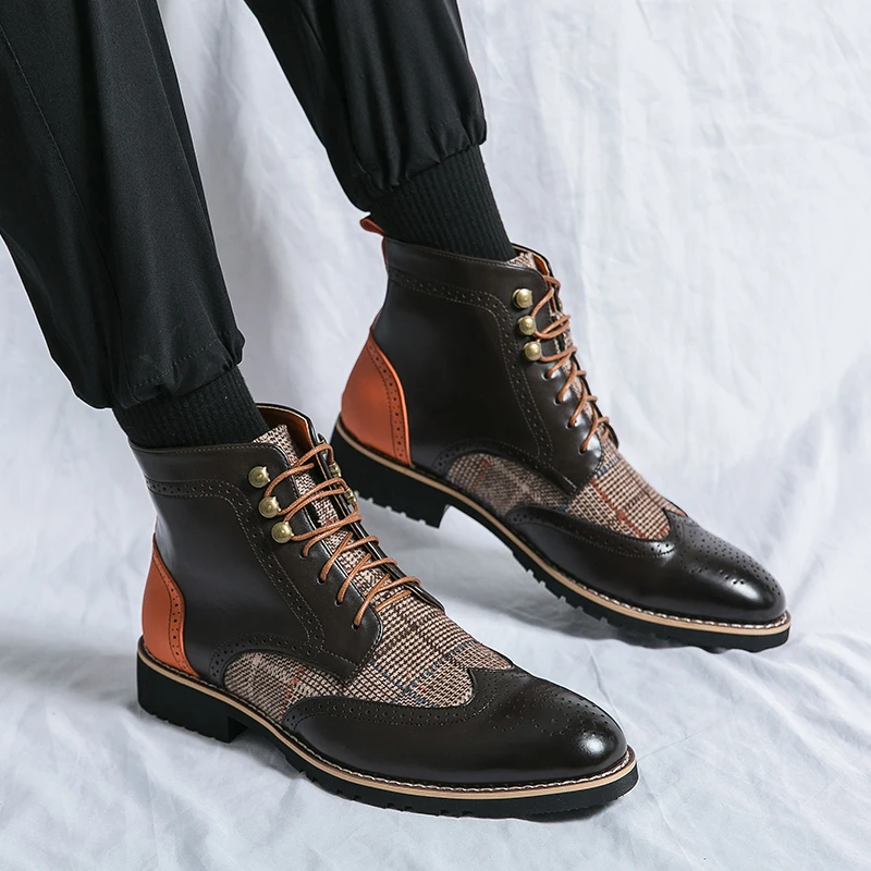 Retro Black High Top Men's Bro - Men'S Shoes Brogues ulasan dan harga