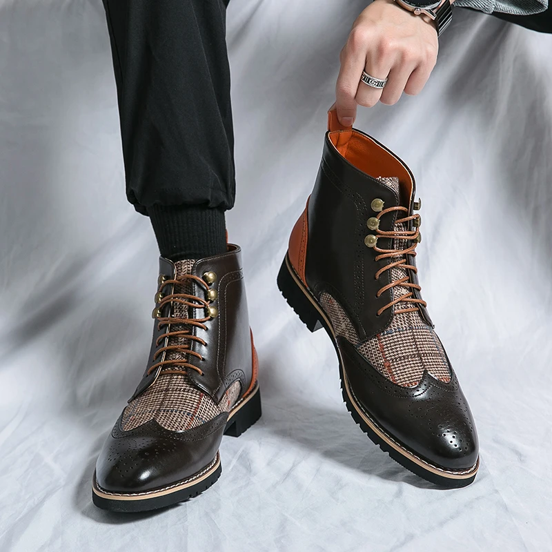 Retro Black High Top Men's Bro - Men'S Shoes Brogues ulasan dan harga