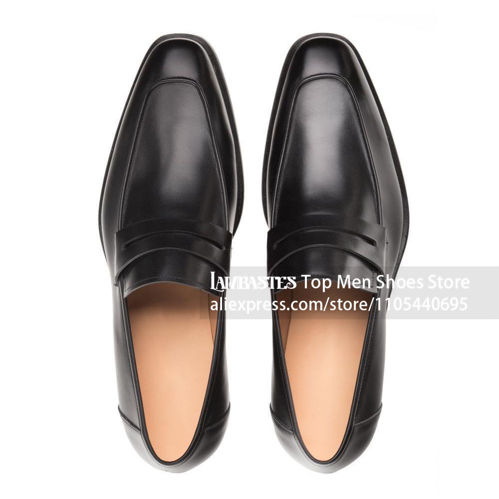 Navy Blue PU Leather Penny Loa - Men'S Shoes Navy Blue ulasan dan harga