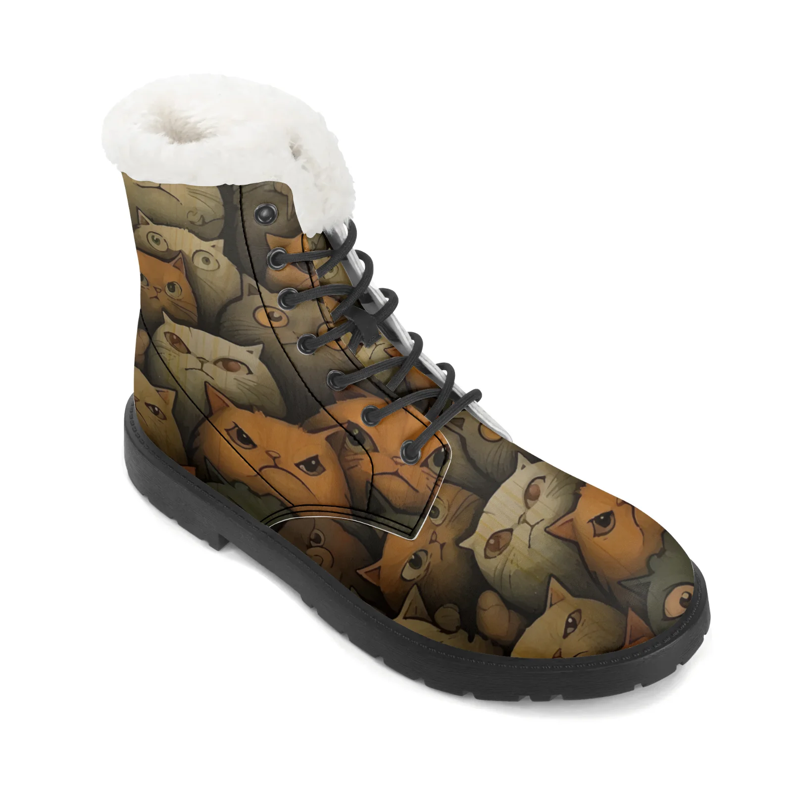 Cute Cats Prints Plush Snow Bo - Men Shoes Eu To Us ulasan dan harga