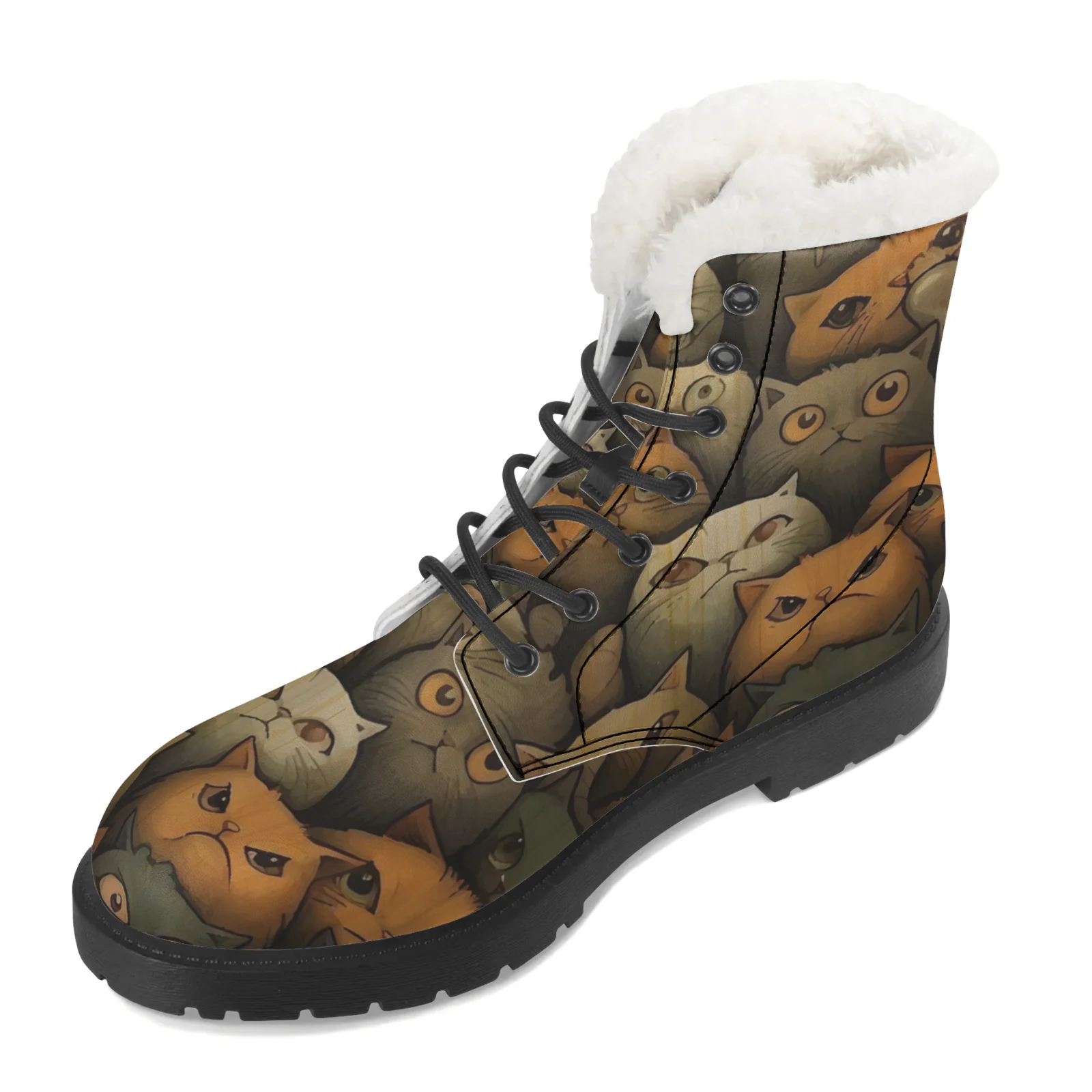 Cute Cats Prints Plush Snow Bo - Men Shoes Eu To Us ulasan dan harga