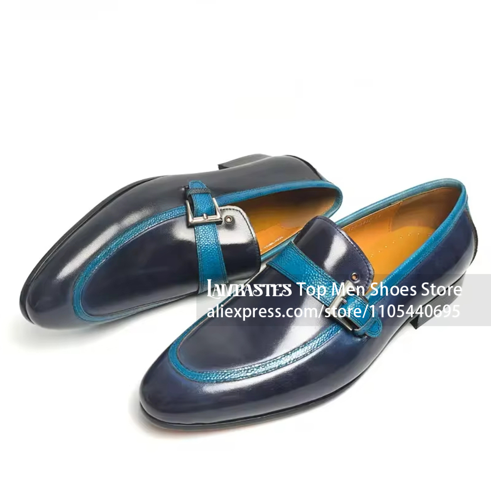 Navy Blue Contrast Buckle Penn - Men'S Shoes Navy Blue ulasan dan harga