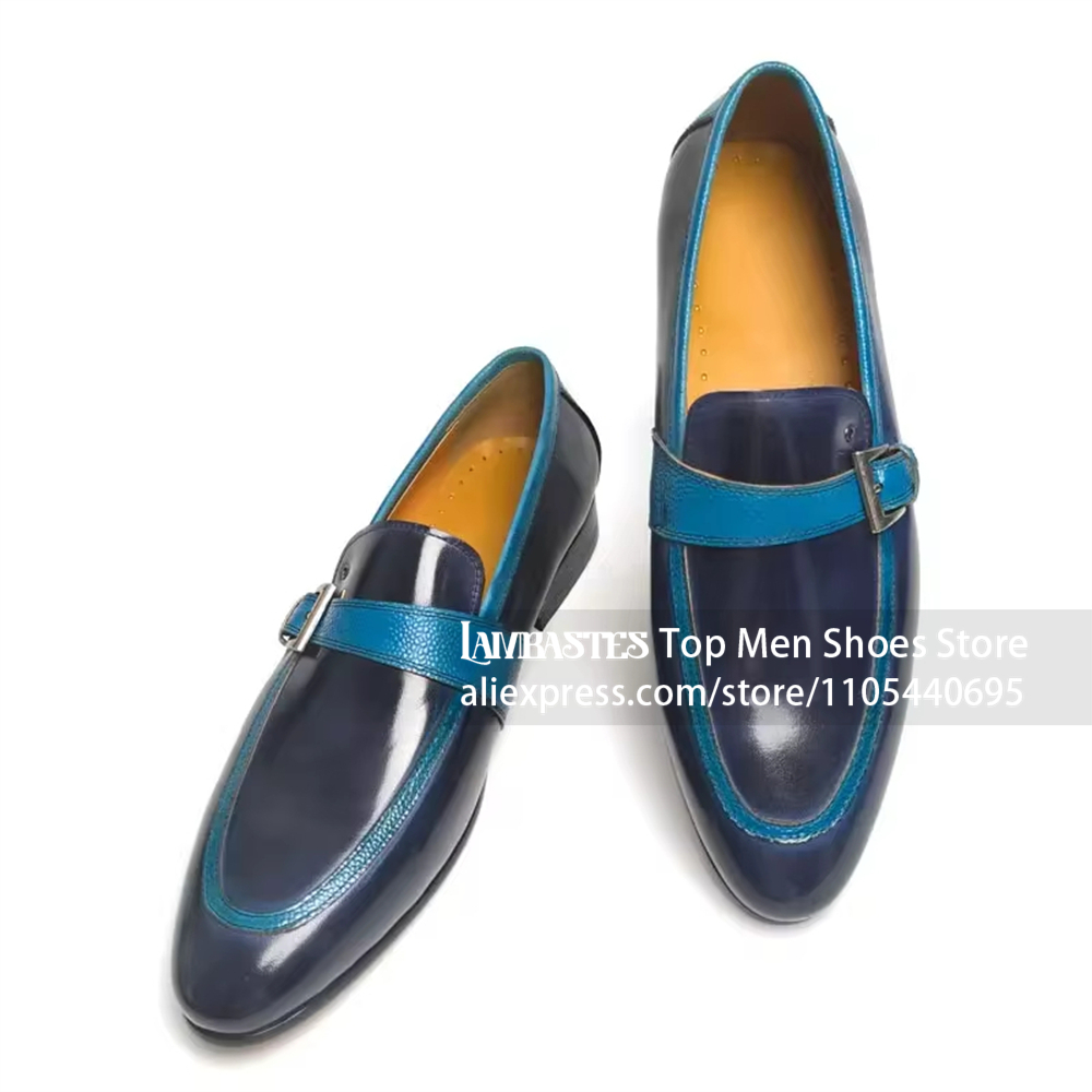 Navy Blue Contrast Buckle Penn - Men'S Shoes Navy Blue ulasan dan harga