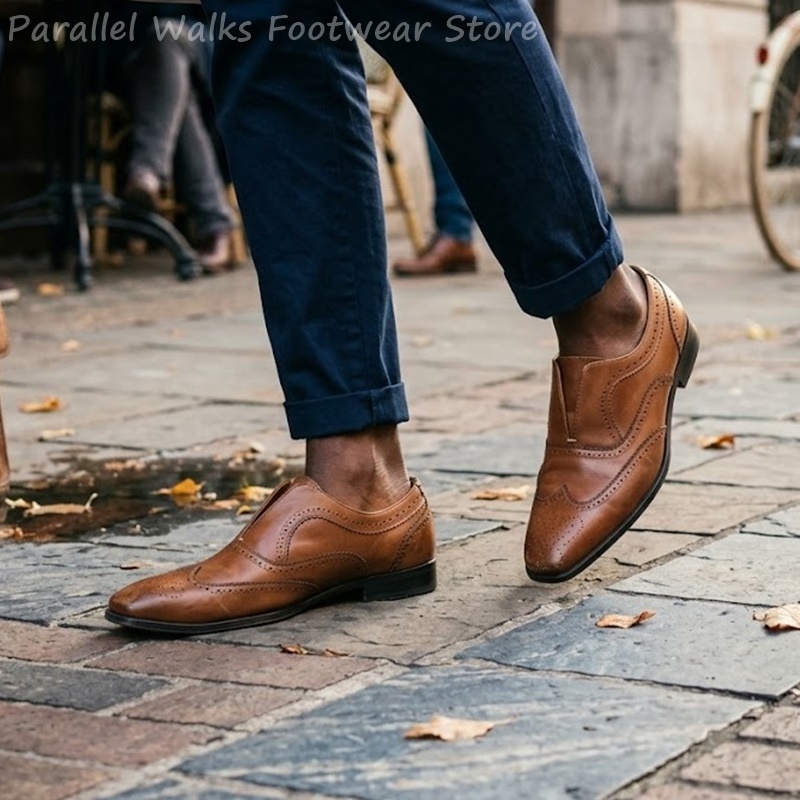 Mens Brown Leather Brogue Shoe - Men'S Shoes Brogues ulasan dan harga
