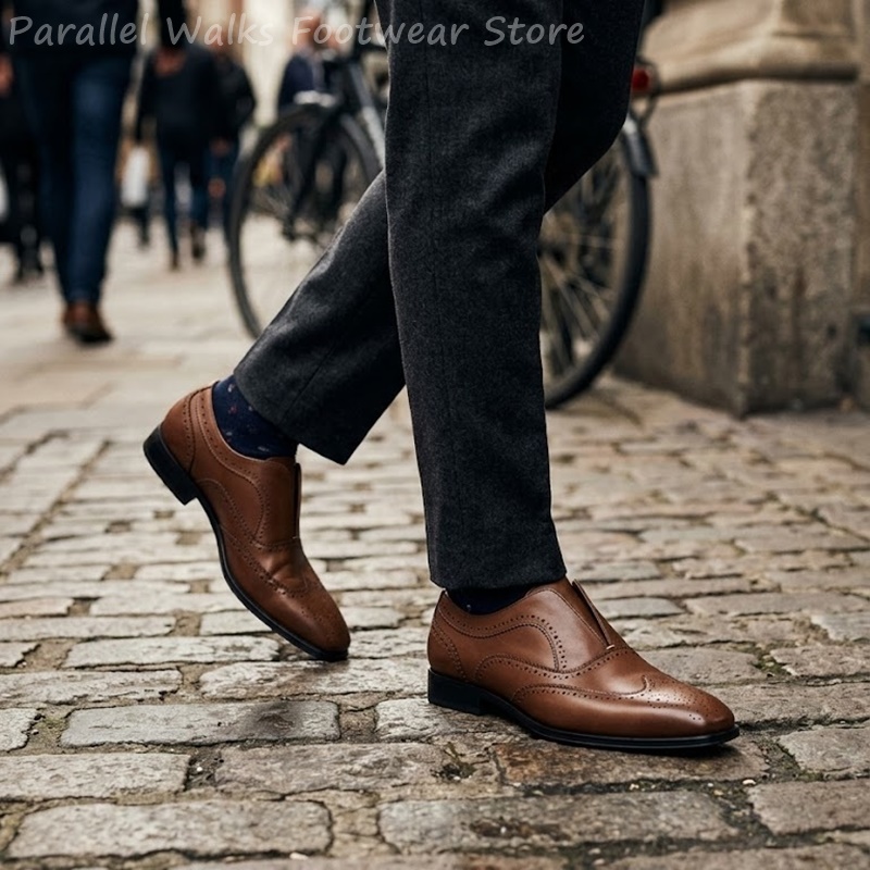 Mens Brown Leather Brogue Shoe - Men'S Shoes Brogues ulasan dan harga