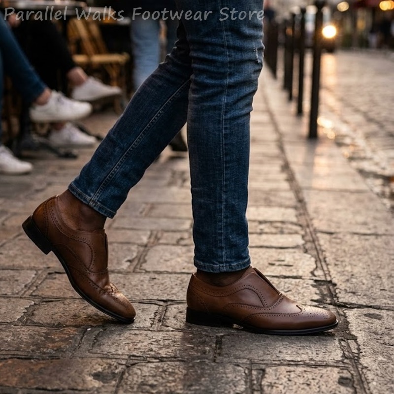Mens Brown Leather Brogue Shoe - Men'S Shoes Brogues ulasan dan harga
