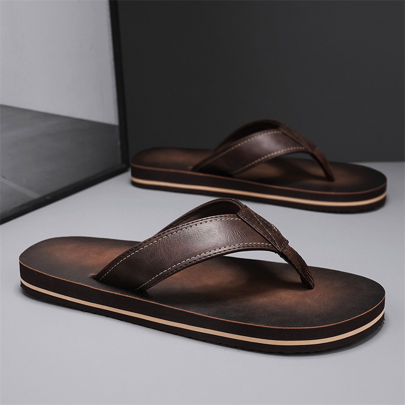 Men's Vintage Washed Faux Leat - Flip Flop Beach Men ulasan dan harga