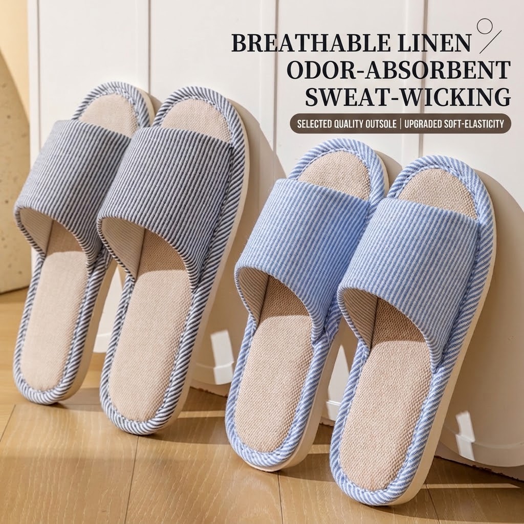 Breathable Flax Linen Slippers - Men'S Shoes To Women'S Size ulasan dan harga