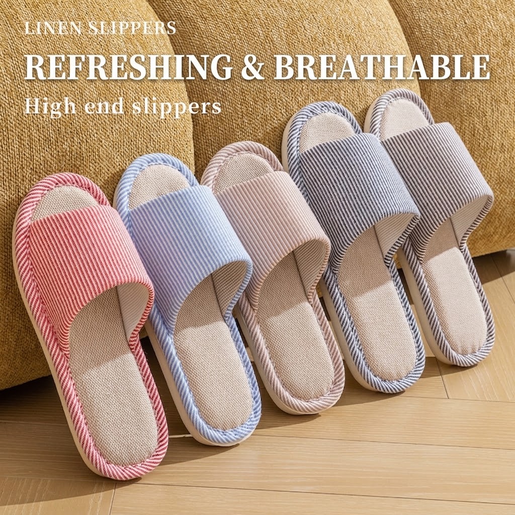 Breathable Flax Linen Slippers - Men'S Shoes To Women'S Size ulasan dan harga